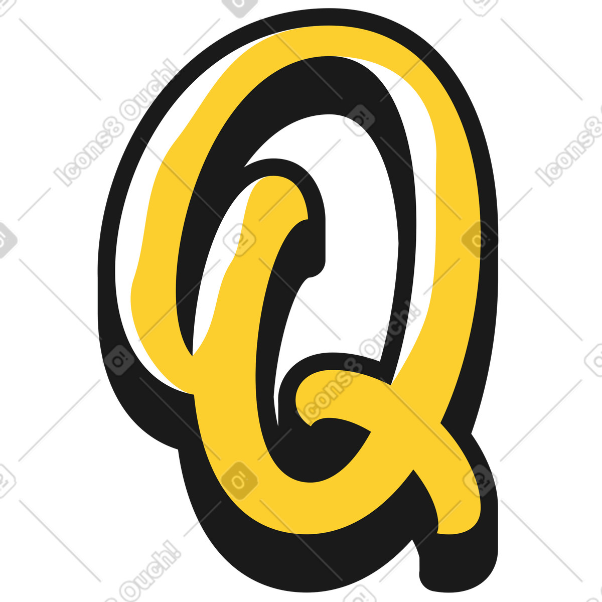 Uppercase letter q illustration in Taxi style download in PNG, SVG