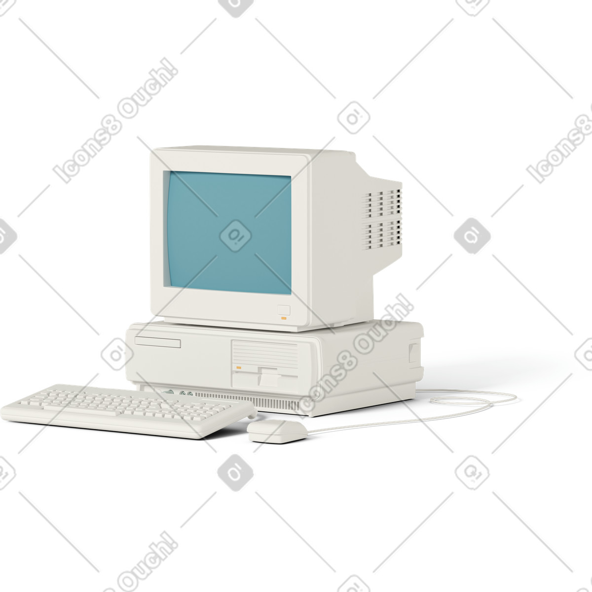 3D Casual life 스타일의 Old pc 일러스트레이션 PNG, SVG 다운로드