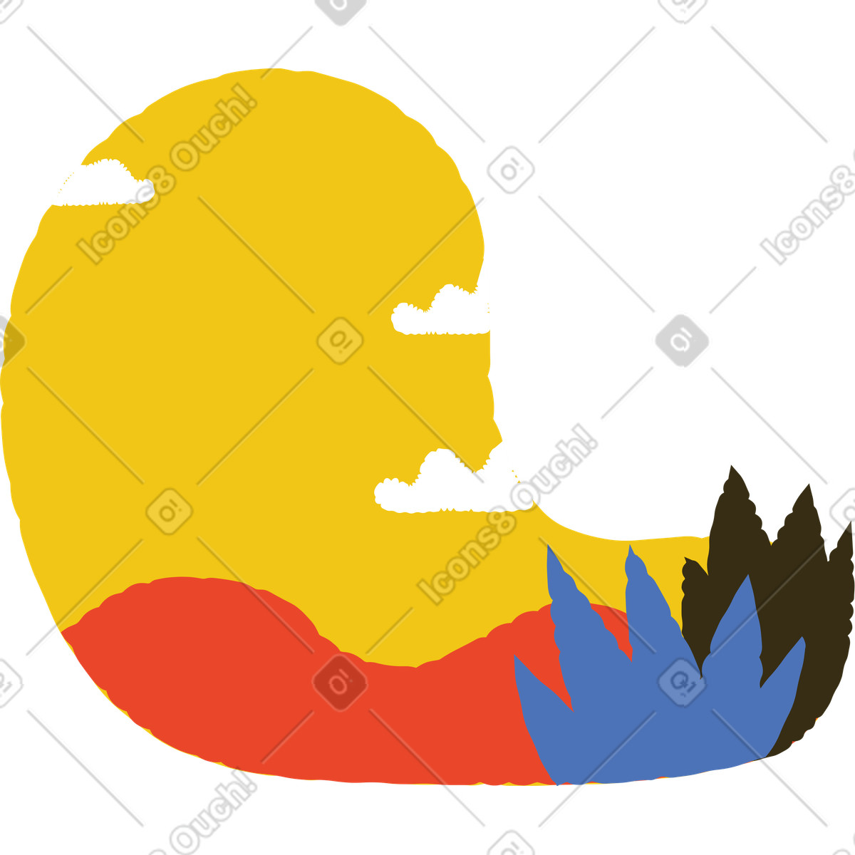 Ilustración Noche en estilo Bermuda a descargar en PNG y SVG