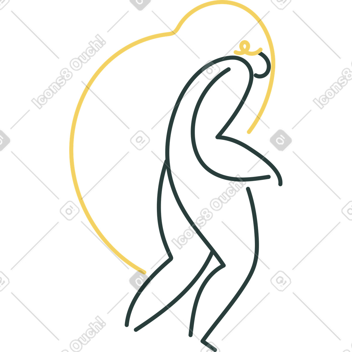 Woman walking illustration in Macaroni style download in PNG, SVG
