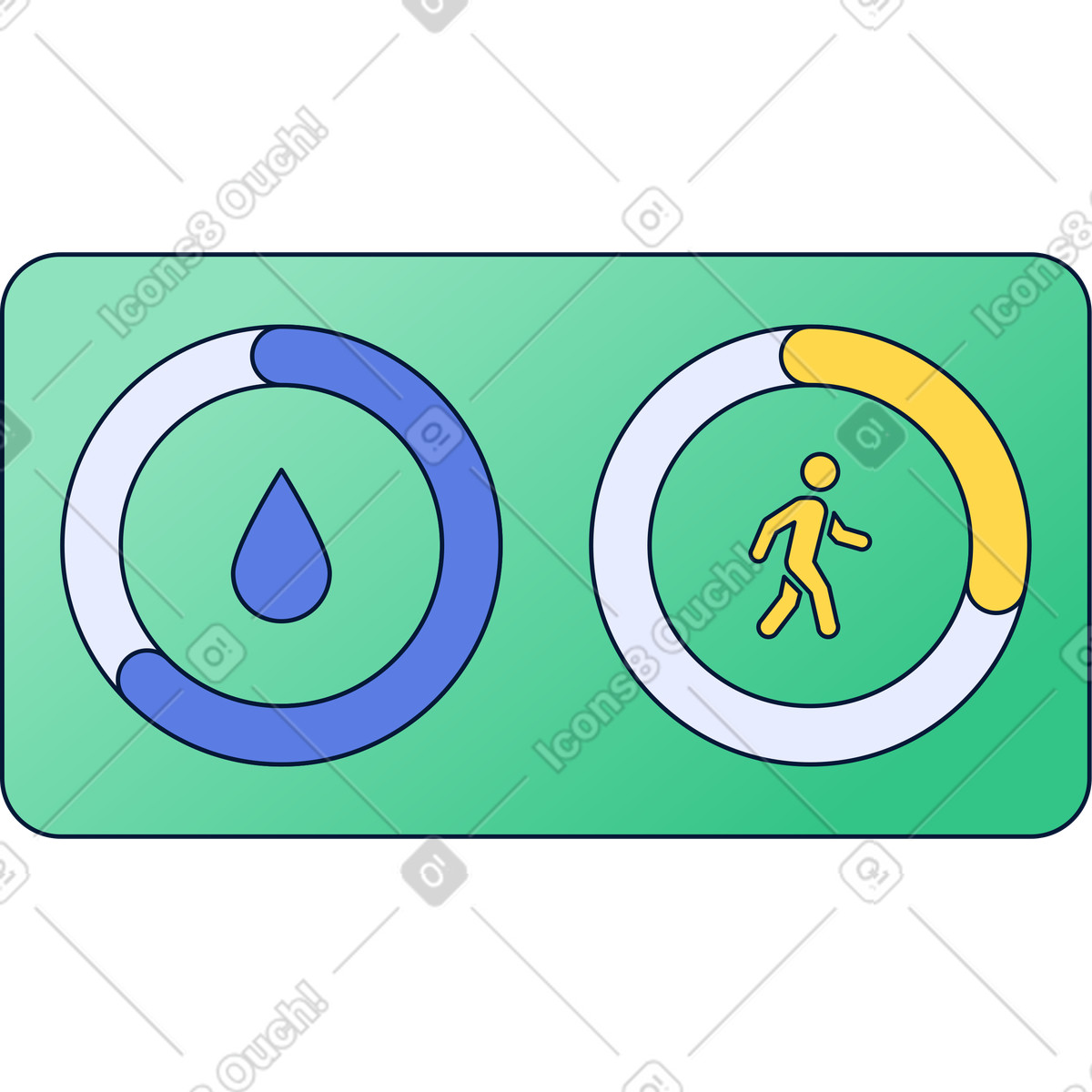 Illustration Tableau de l'eau et des calories dans le style Neat à télécharger aux formats PNG, SVG