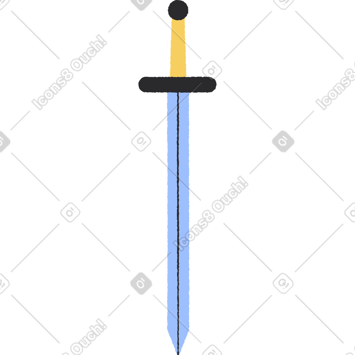 Schwert-Illustration im Pablo-Stil als Download in PNG, SVG