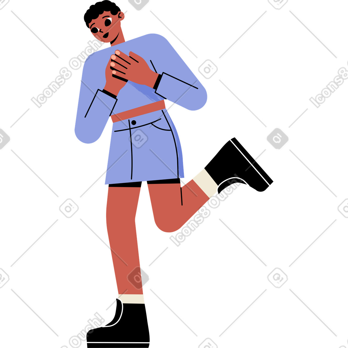Ilustração de Mulher jovem com perna levantada em no estilo Juicy para baixar em PNG, SVG