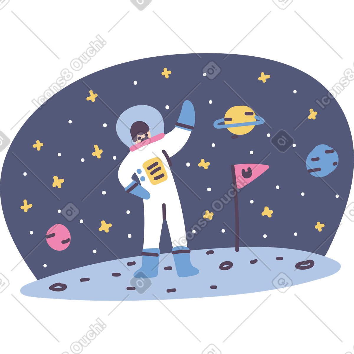 Man completing his work illustration in Pluto style download in PNG, SVG