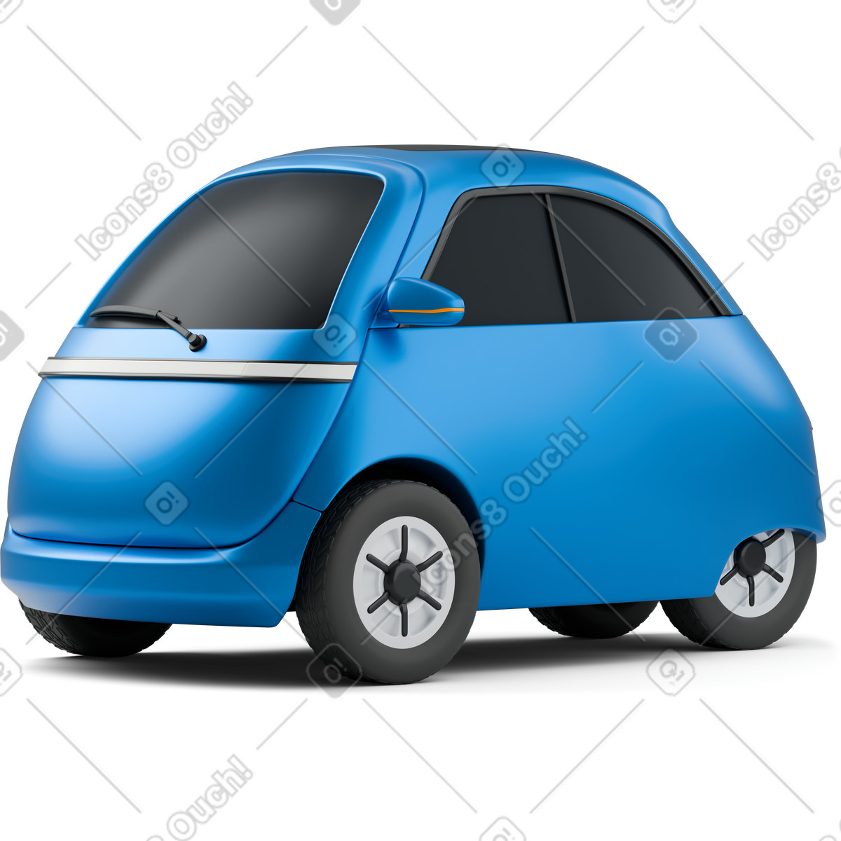 Blue electric car side view illustration in 3D Business style download in PNG, SVG