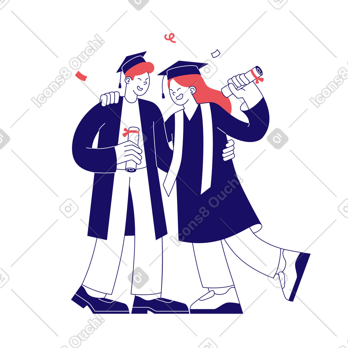 Ilustração de Alunos recebem diploma na solenidade formatura em no estilo Bendy para baixar em PNG, SVG