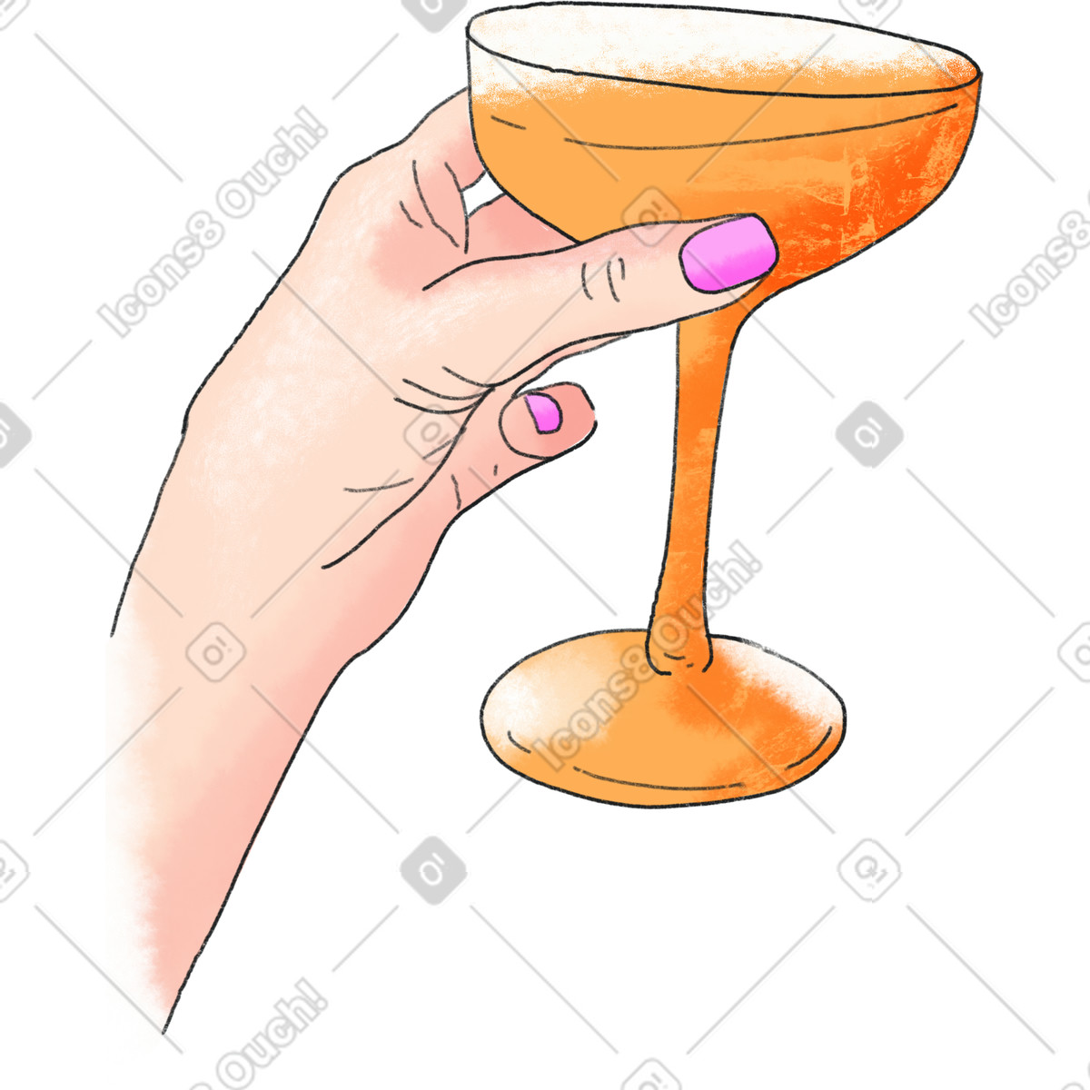 Moments スタイルの Woman's hand with a glass のイラストをPNG、SVG形式でダウンロード