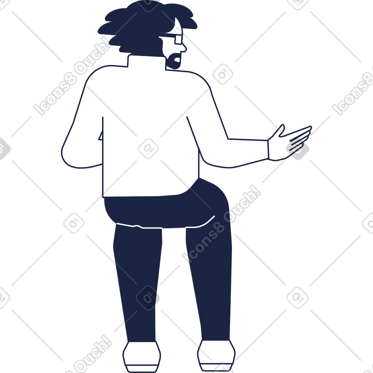 Uomo seduto vista posteriore illustrazione in stile Urban Line scarica in PNG, SVG
