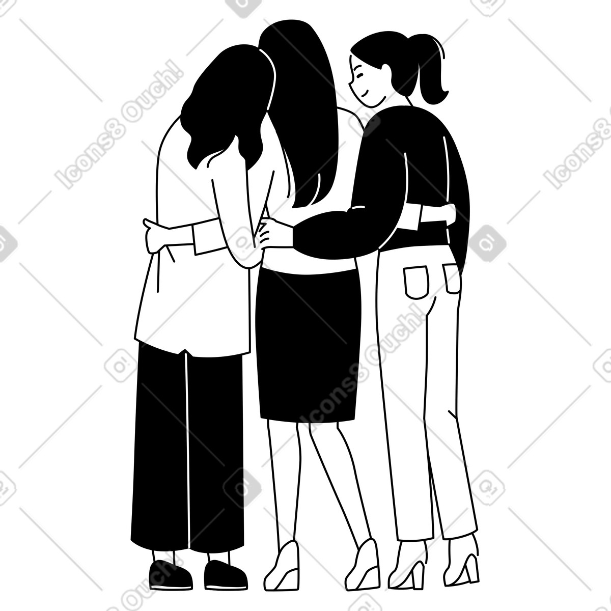 Colleagues hug illustration team building empathy clipart download PNG SVG