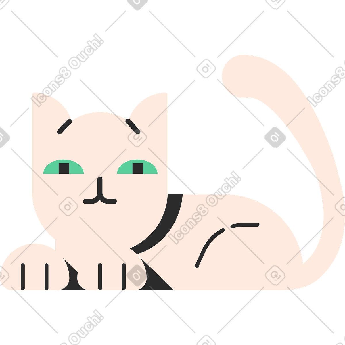 Ilustração de Gato em no estilo Marginalia para baixar em PNG, SVG