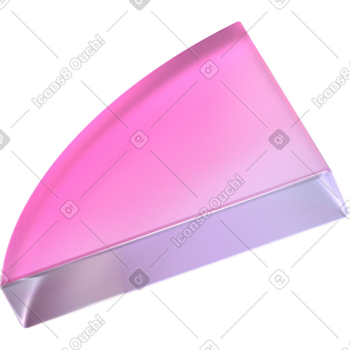 Transparent segment of pie chart illustration in 3D Glassy style download in PNG, SVG