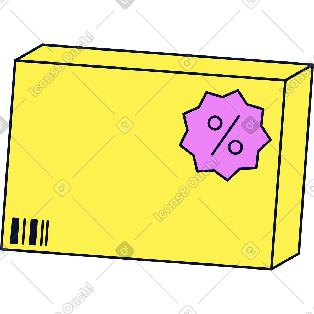 Ilustração de Caixa com adesivo desconto em no estilo Flexy para baixar em PNG, SVG