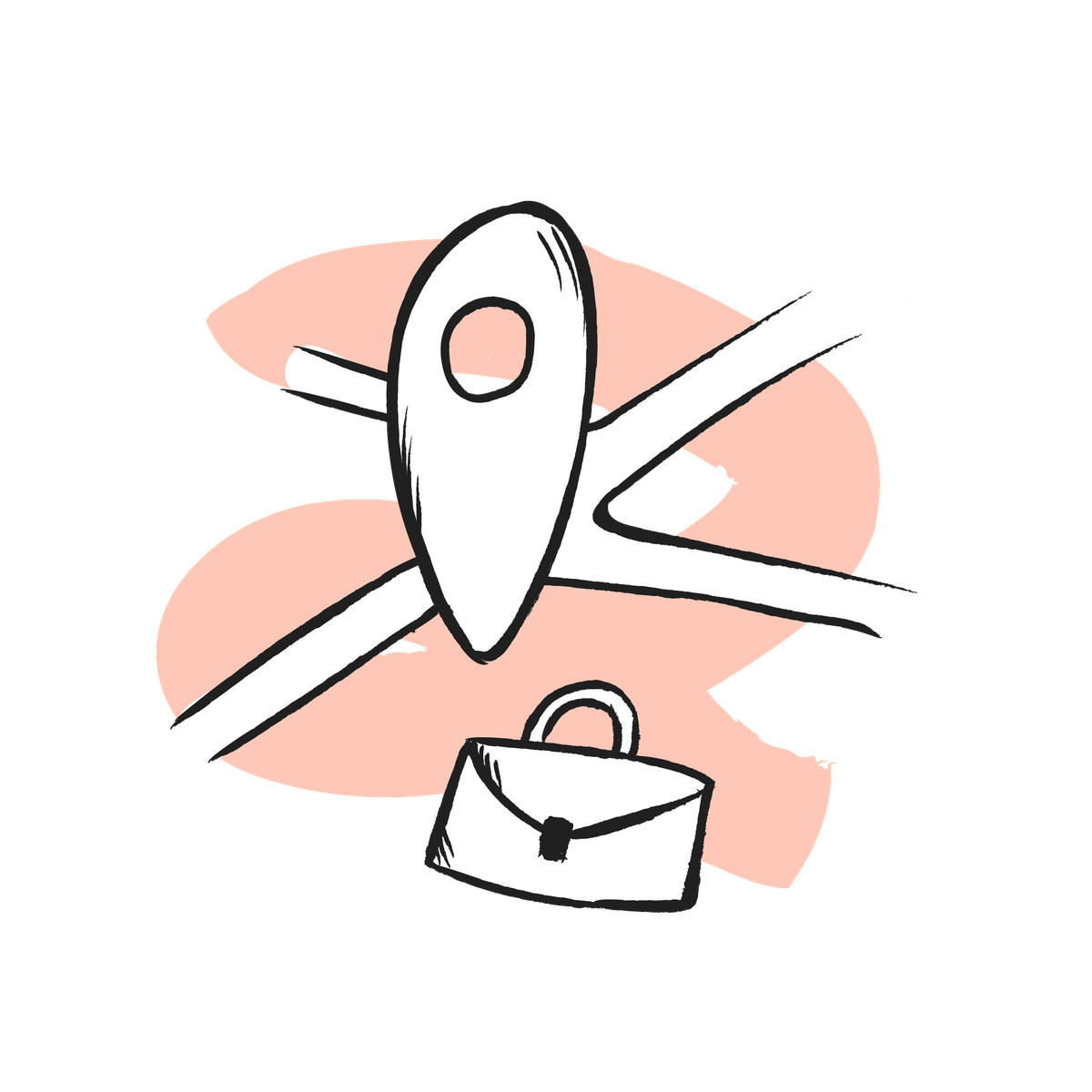 Ilustración Map pin with briefcase on crossroad, Business location and navigation en estilo Pixeltrue icons a descargar en PNG y SVG