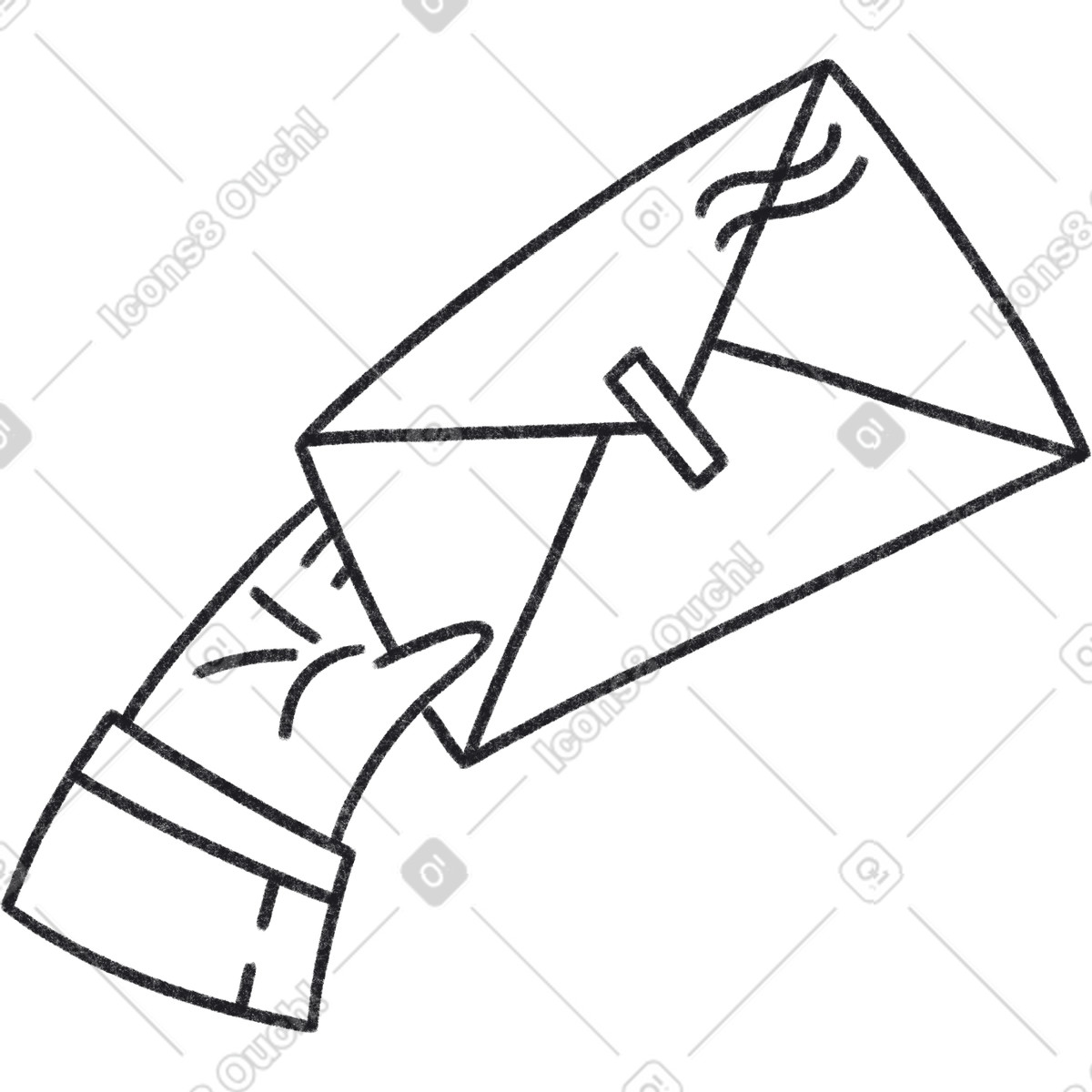 Illustration Hand with the envelope dans le style Bonbon Line à télécharger aux formats PNG, SVG