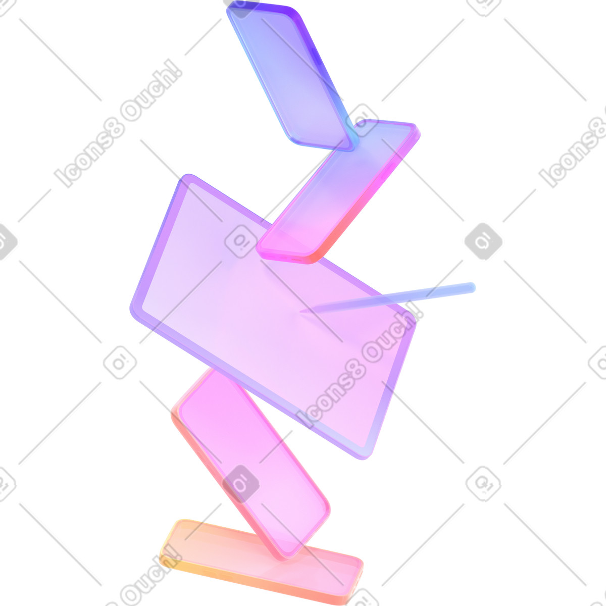 Bilanciamento dei dispositivi luminosi al neon illustrazione in stile 3D Glassy scarica in PNG, SVG