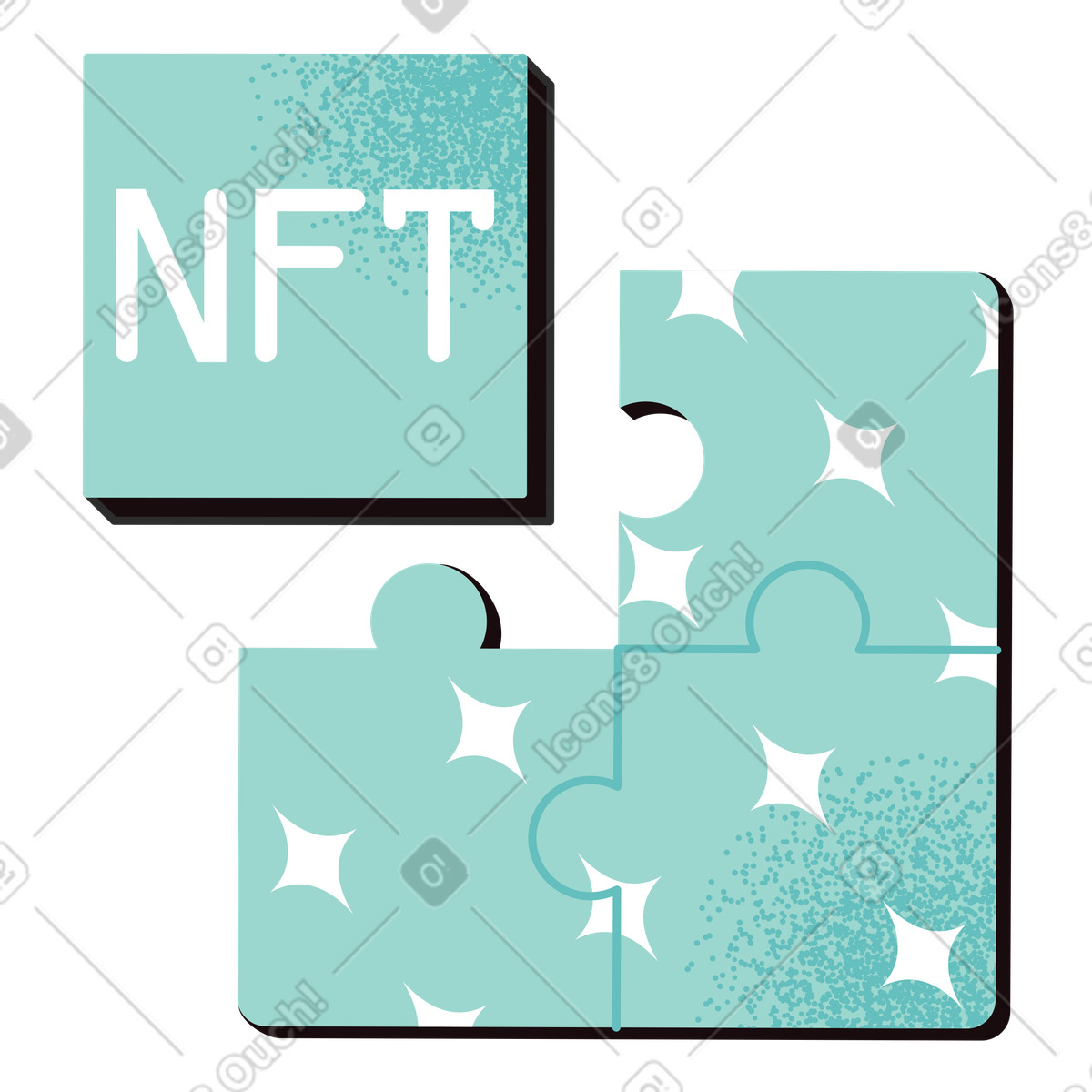 Иллюстрация Nft в форме пазла в PNG и SVG