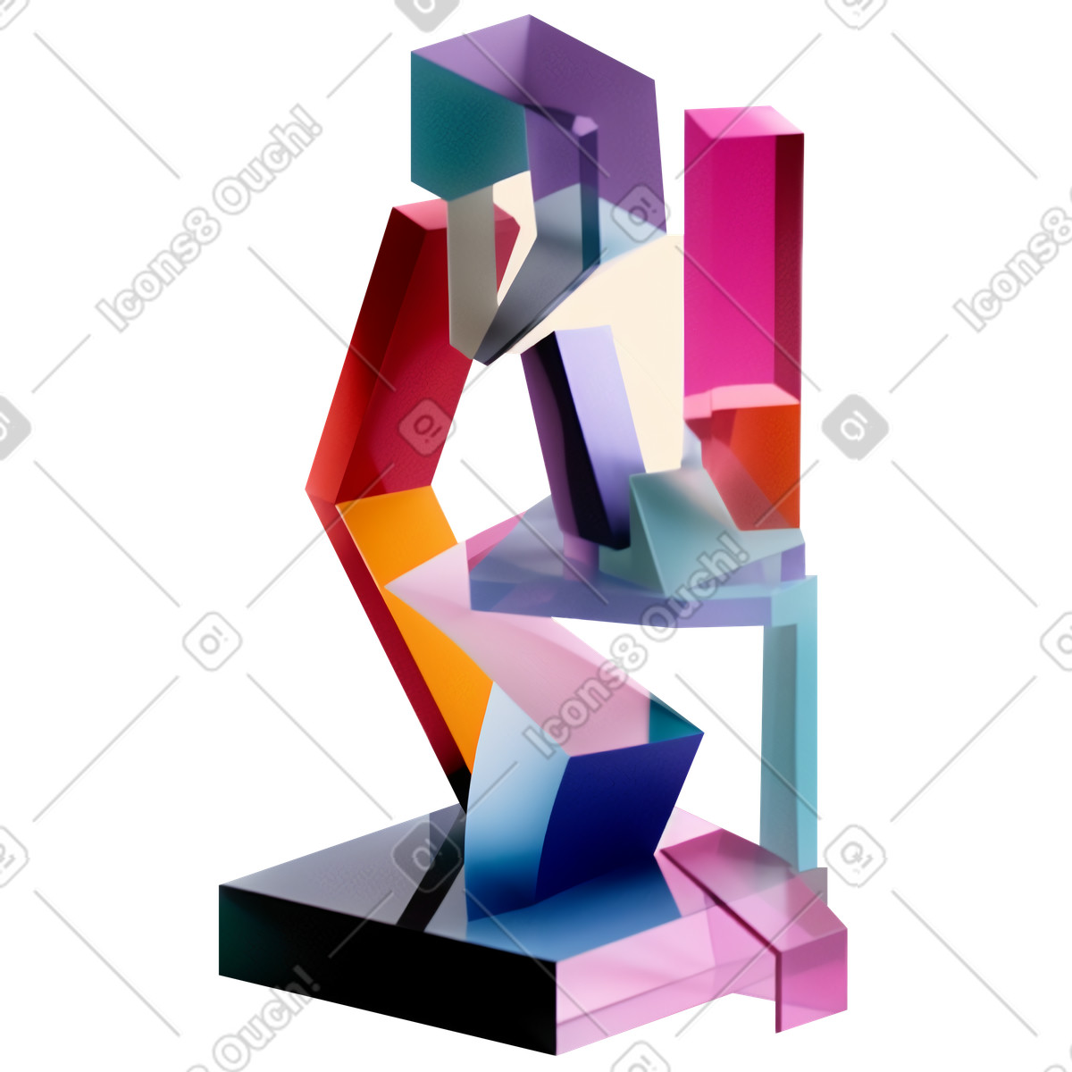 Scultura astratta con forme rettangolari illustrazione in stile 3D Construction scarica in PNG, SVG