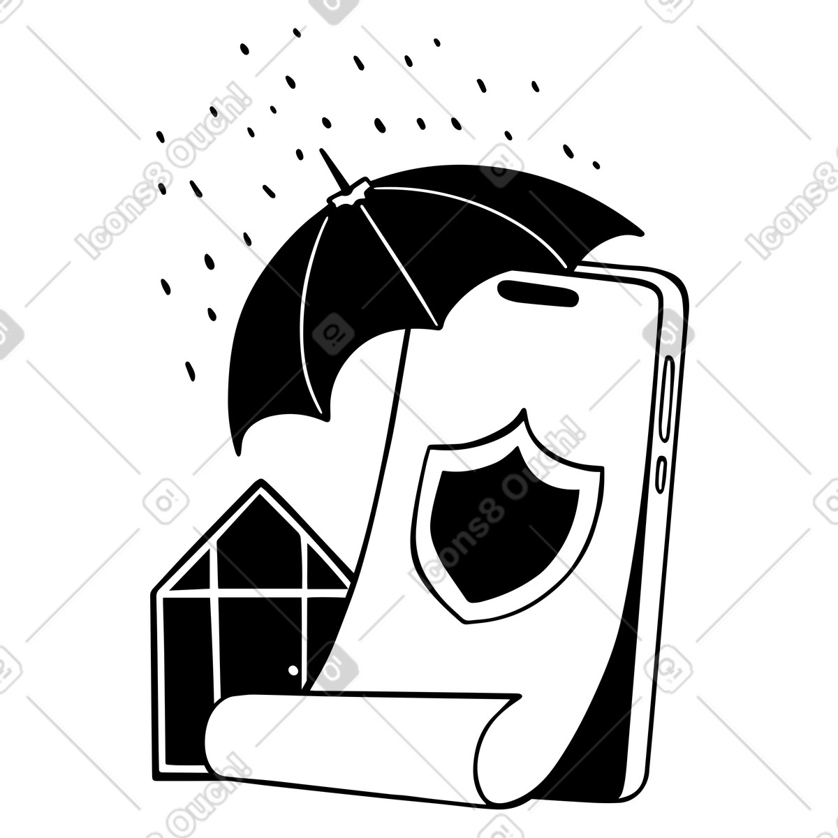 Home insurance services on phone illustration in Journal style download in PNG, SVG