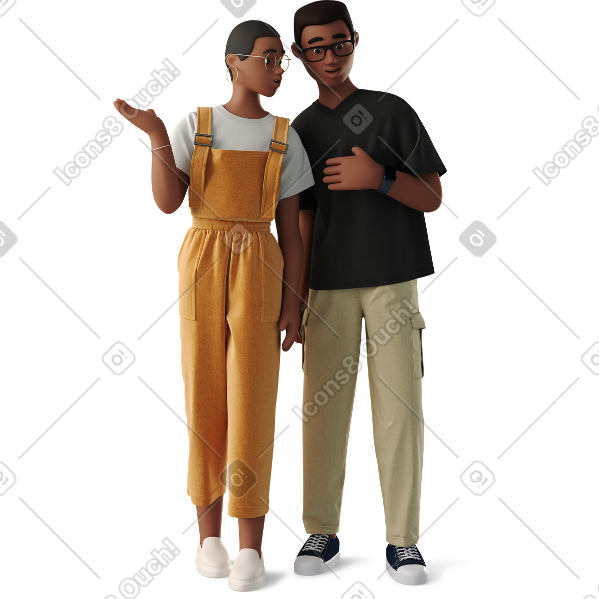 Ilustración Chismes de mujer joven y hombre en estilo 3D Business a descargar en PNG SVG