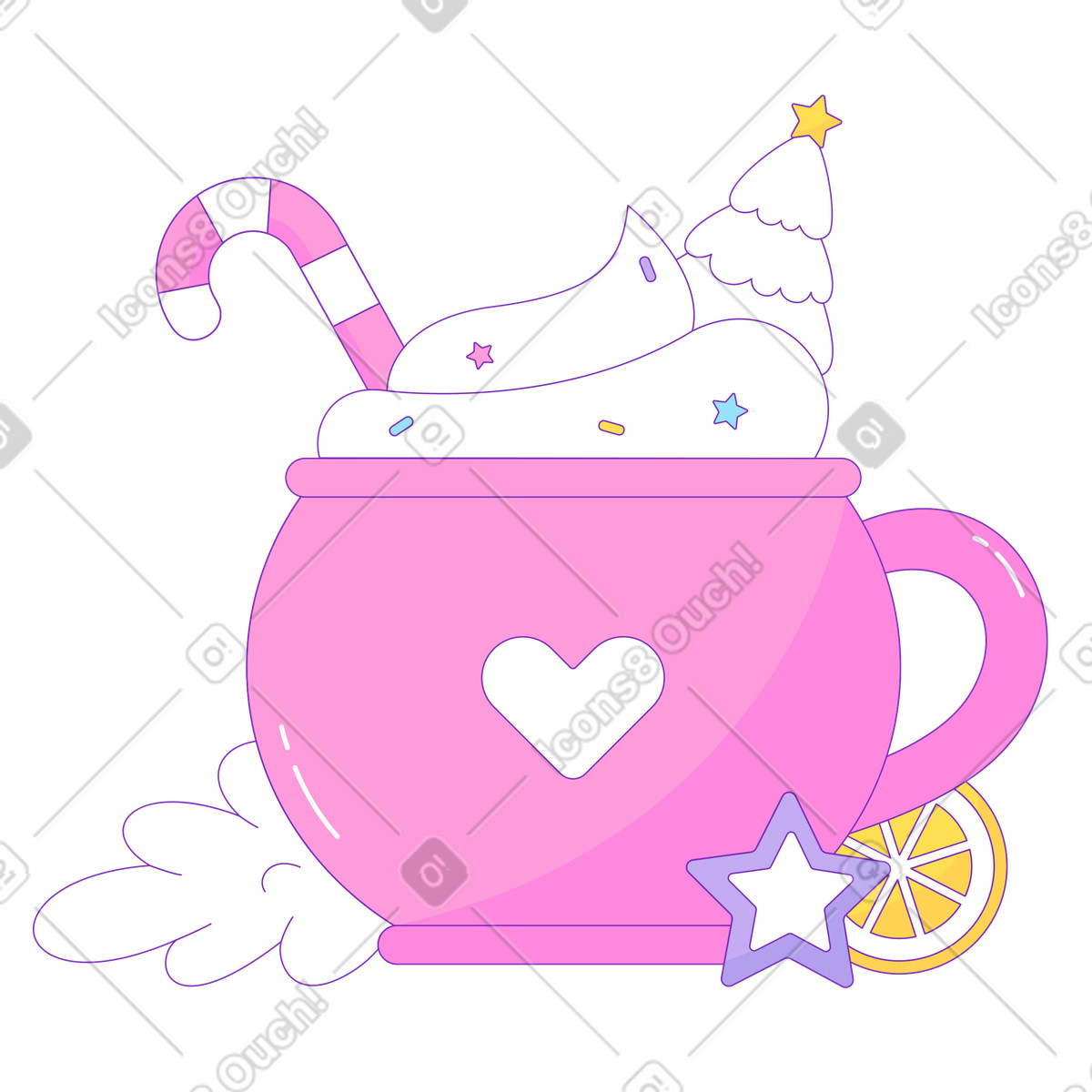 Becher mit s&uuml;&szlig;igkeiten des neuen jahres-Illustration im Elastic-Stil als Download in PNG, SVG