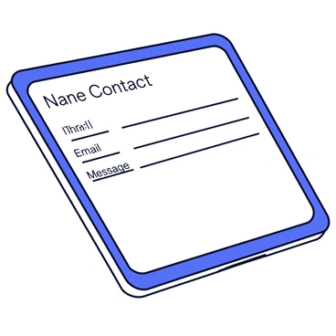 A tablet displaying a digital contact form. The form has a clean layout with clearly labeled input fields for "Name," "Email," and "Message." Each input field features a soft glow effect that indicates animation. The tablet is shown at an angle to give a three-dimensional appearance. The background is simple and minimalistic, allowing the focus to remain on the tablet and form.