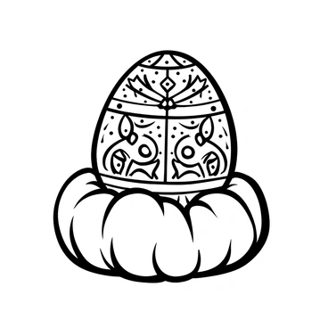A lavish Fabergé egg resting on a plush velvet cushion. The egg is intricately adorned with detailed patterns and designs, featuring ornate gold embellishments and sparkling jewels throughout its surface. The velvet cushion displays delicate folds, enhancing the luxurious presentation of the egg. The background is simple, emphasizing the elegance of the Fabergé egg and its exquisite craftsmanship.
