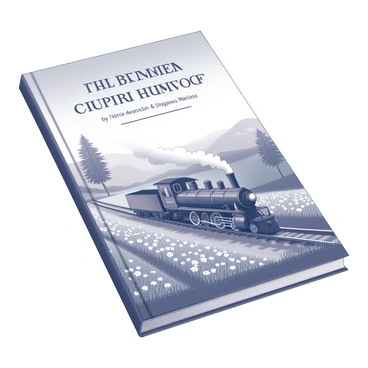 A book cover featuring an old steam train. The train is depicted chugging along a winding track, billowing steam into the air. Lush greenery surrounds the railway, with rolling hills and trees in the background. A clear sky is visible above, suggesting a pleasant day. The train is detailed with classic features such as large wheels and a prominent smokestack. The landscape is composed of fields dotted with wildflowers, creating a sense of tranquility. The title of the book is prominently displayed at the top in elegant font, while the author's name appears at the bottom.