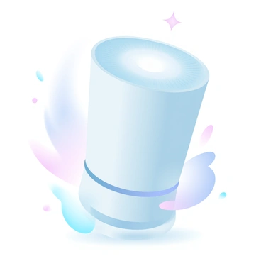 An air purifier with a sleek, modern design is adorned with various decorative gemstones embedded around its edges. The gemstones shimmer in different shades, creating a captivating effect. The air purifier is emitting a soft, ambient light that glows gently, illuminating the surrounding area. The setting features a minimalist background that enhances the elegance of the purifier and its decorative elements.