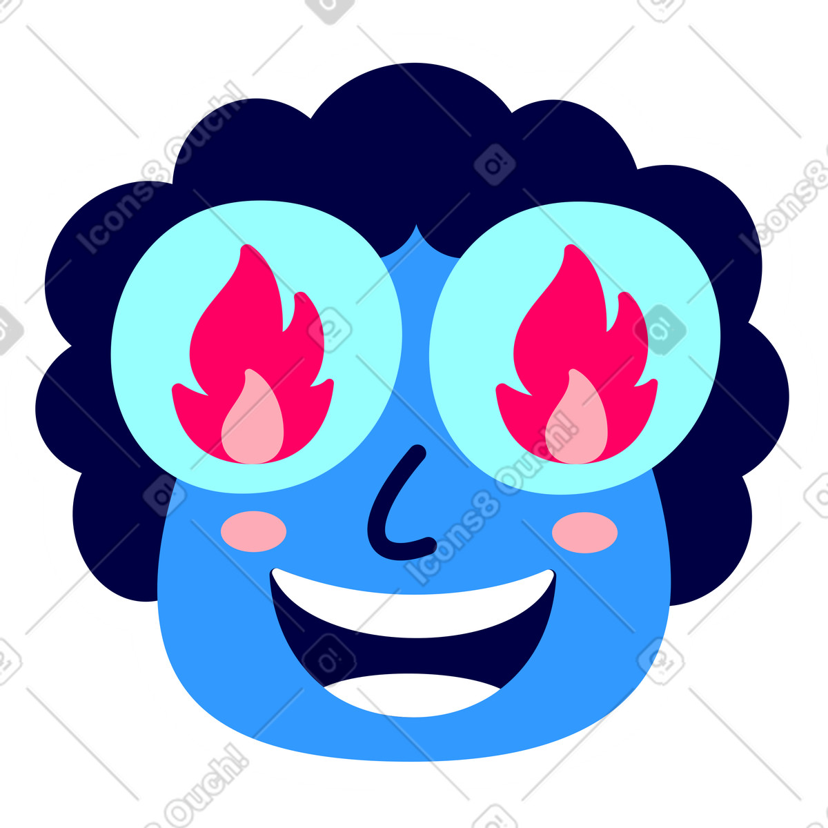 下载 Rondy Stickers 风格的 戴着眼镜的火人 插画，支持 PNG、SVG 格式