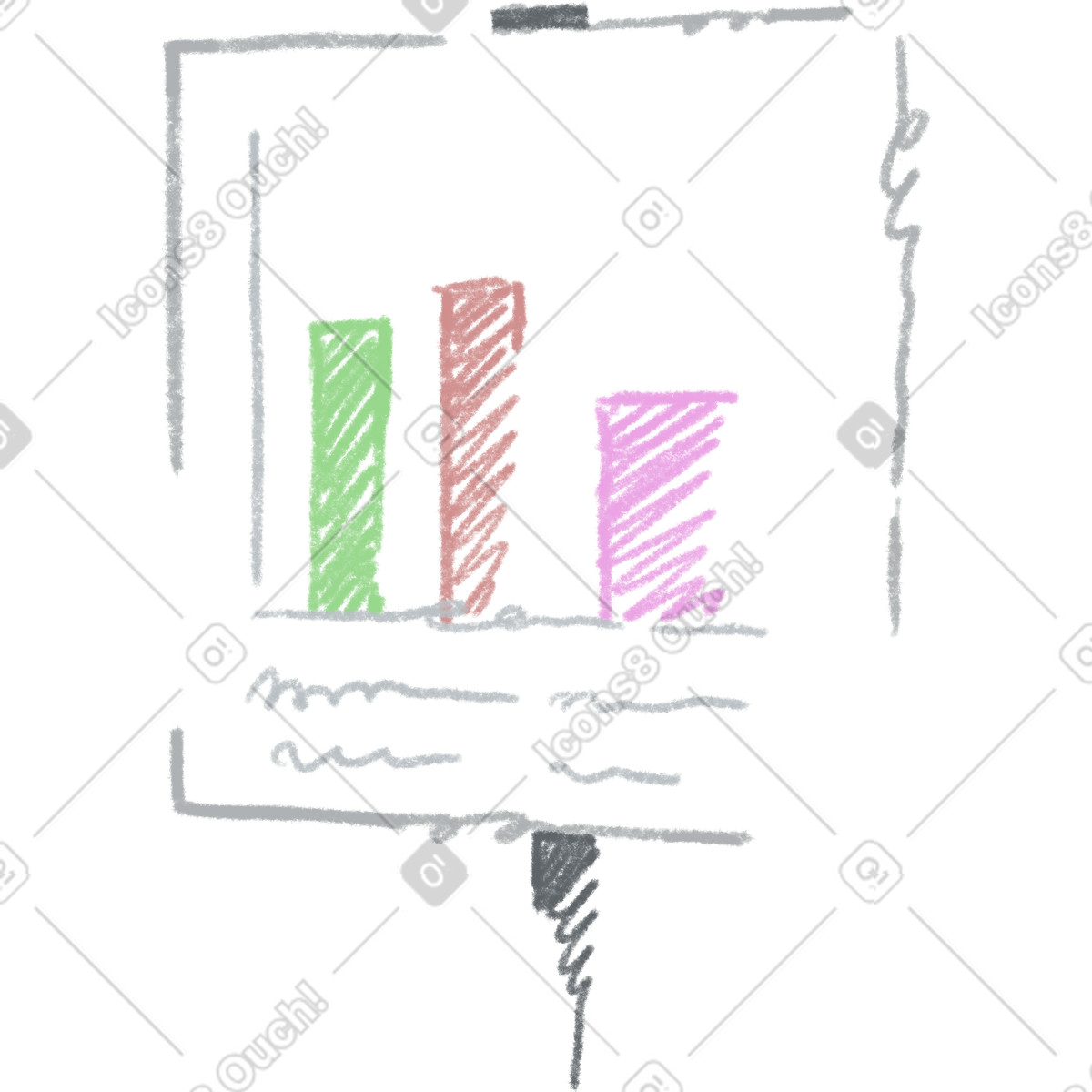 Presentation with graph illustration in PNG, SVG