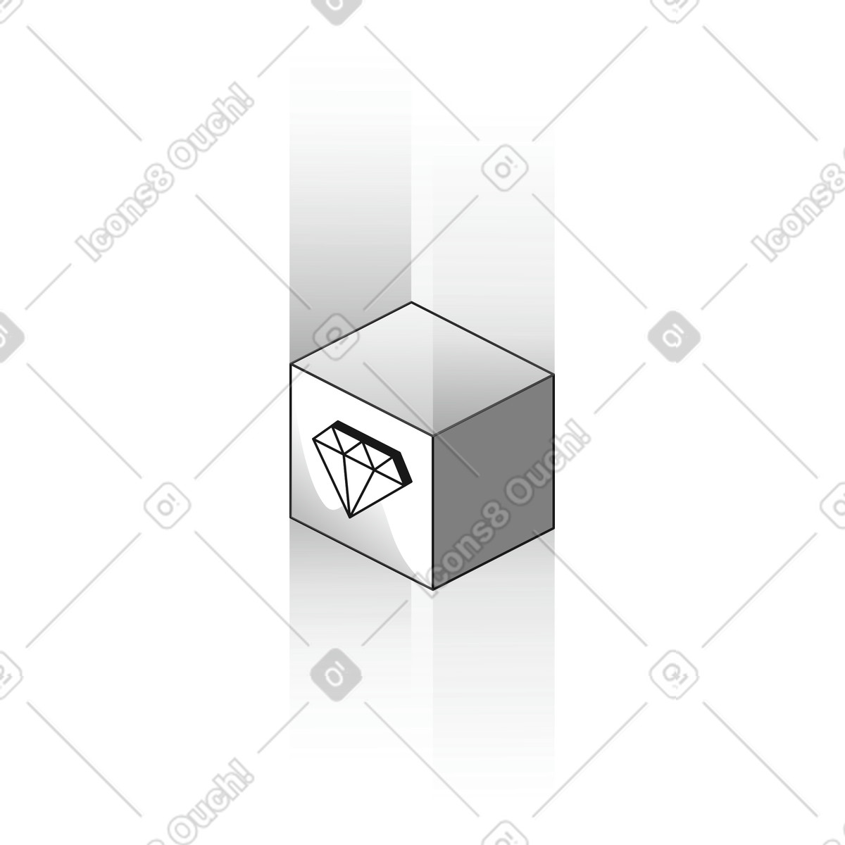 Illustration Cube package with diamond symbol for luxury jewelry shipping box dans le style Futuristic à télécharger aux formats PNG, SVG