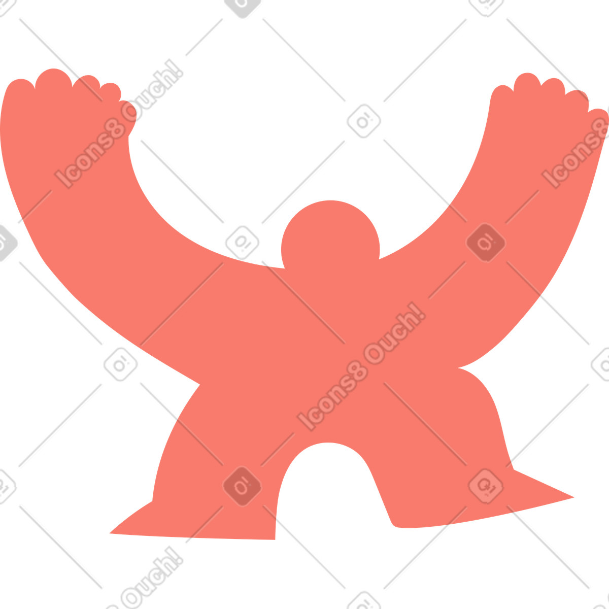Ilustración Silhouette figure with raised arms expressing joyful celebration pose en estilo Bold People a descargar en PNG y SVG