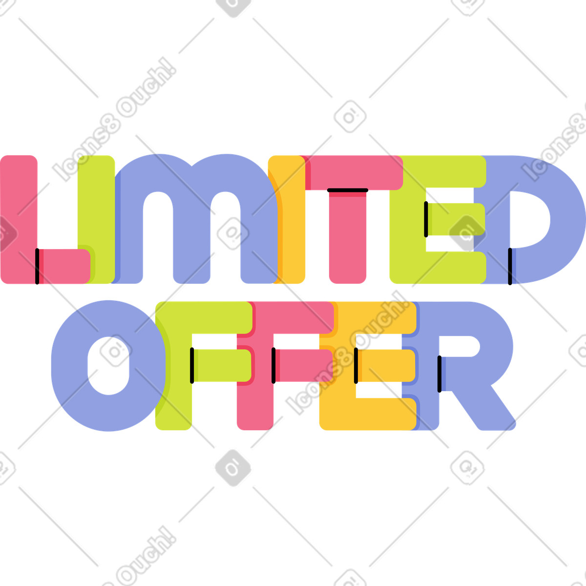 Ilustración Oferta limitada de letras en estilo Juicy a descargar en PNG y SVG