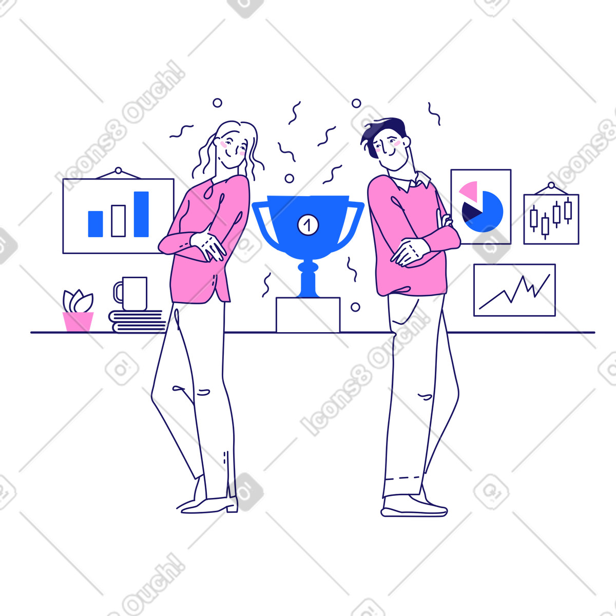 Business-trophäe-Illustration im Matey-Stil als Download in PNG, SVG