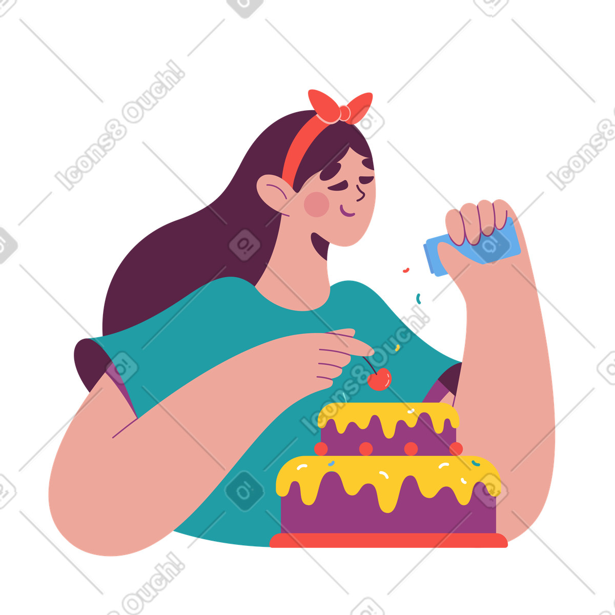 Ilustración Chica hace un pastel en estilo Sammy a descargar en PNG y SVG