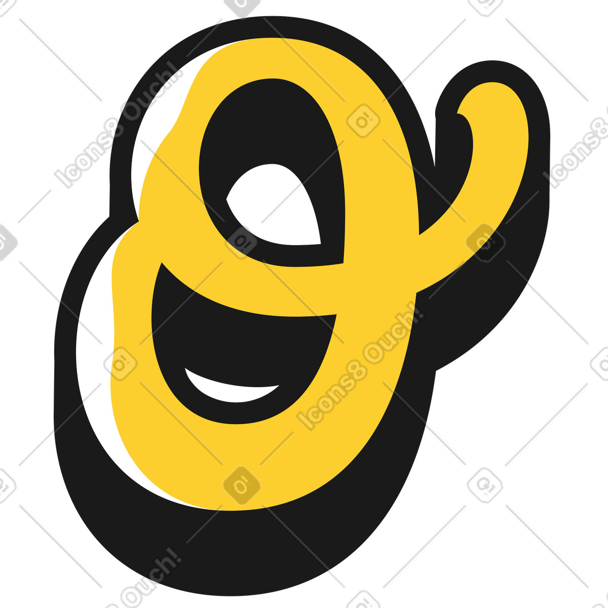 Lowercase letter o illustration in Taxi style download in PNG, SVG