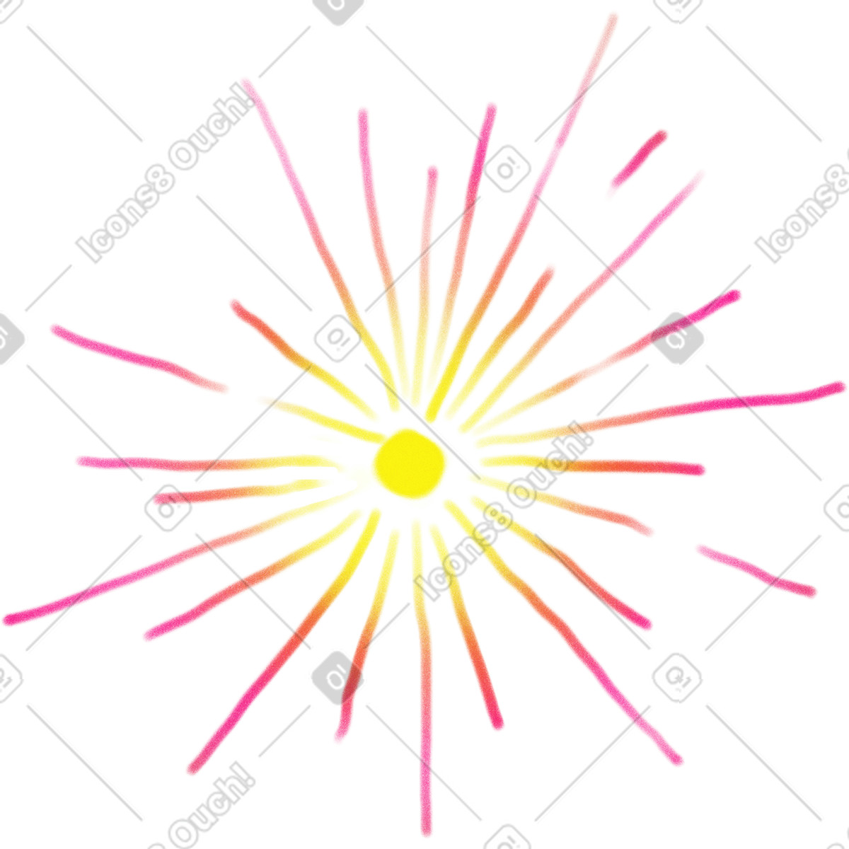 Ilustração de Bright yellow pink orange firework em no estilo Doodle para baixar em PNG, SVG