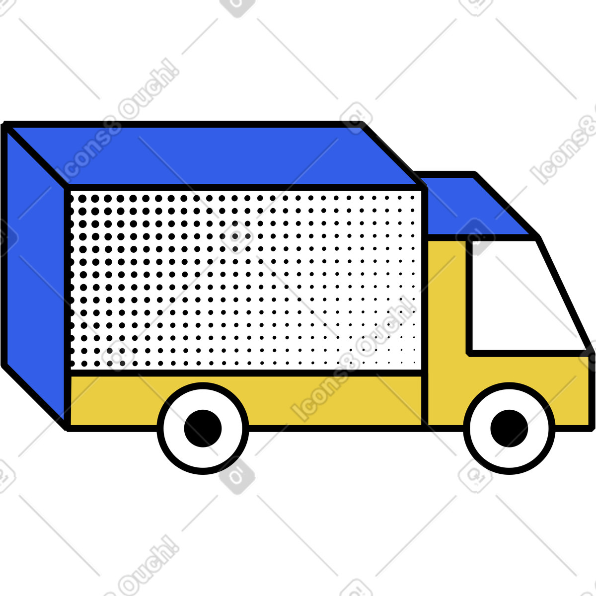 下载 Memphis 风格的 卡车 插画，支持 PNG、SVG 格式