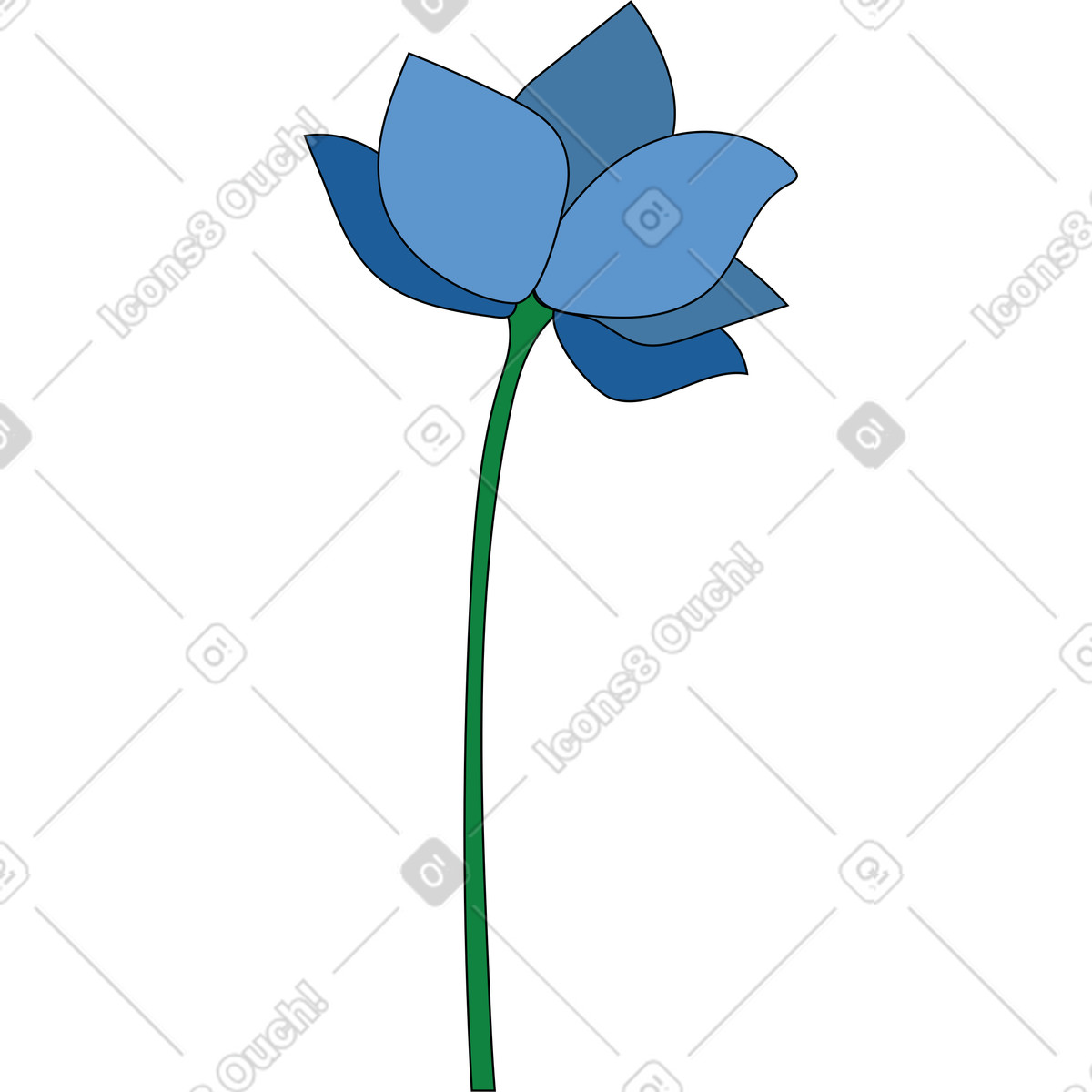 Surr 스타일의 푸른 꽃 일러스트레이션 PNG, SVG 다운로드