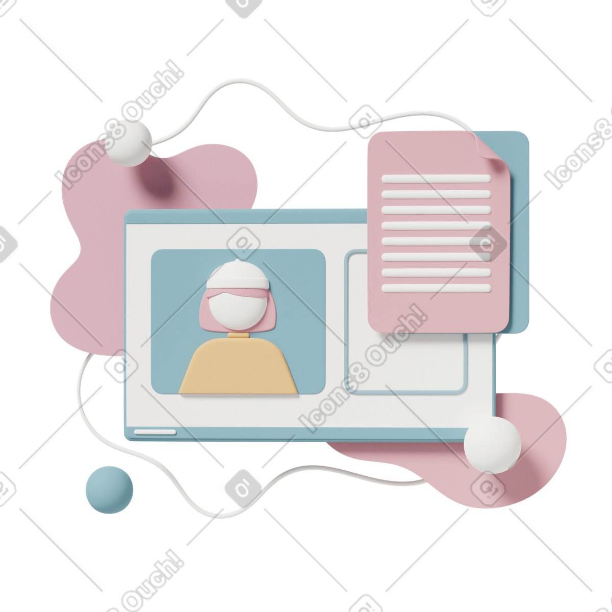 Design composition monitor illustrazione in stile 3D Casual life scarica in PNG, SVG