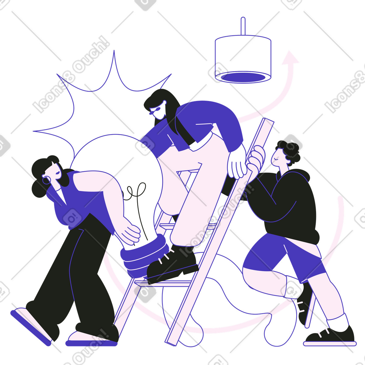 Teamarbeit der mitarbeiter des unternehmens-Illustration im Blueberry-Stil als Download in PNG, SVG
