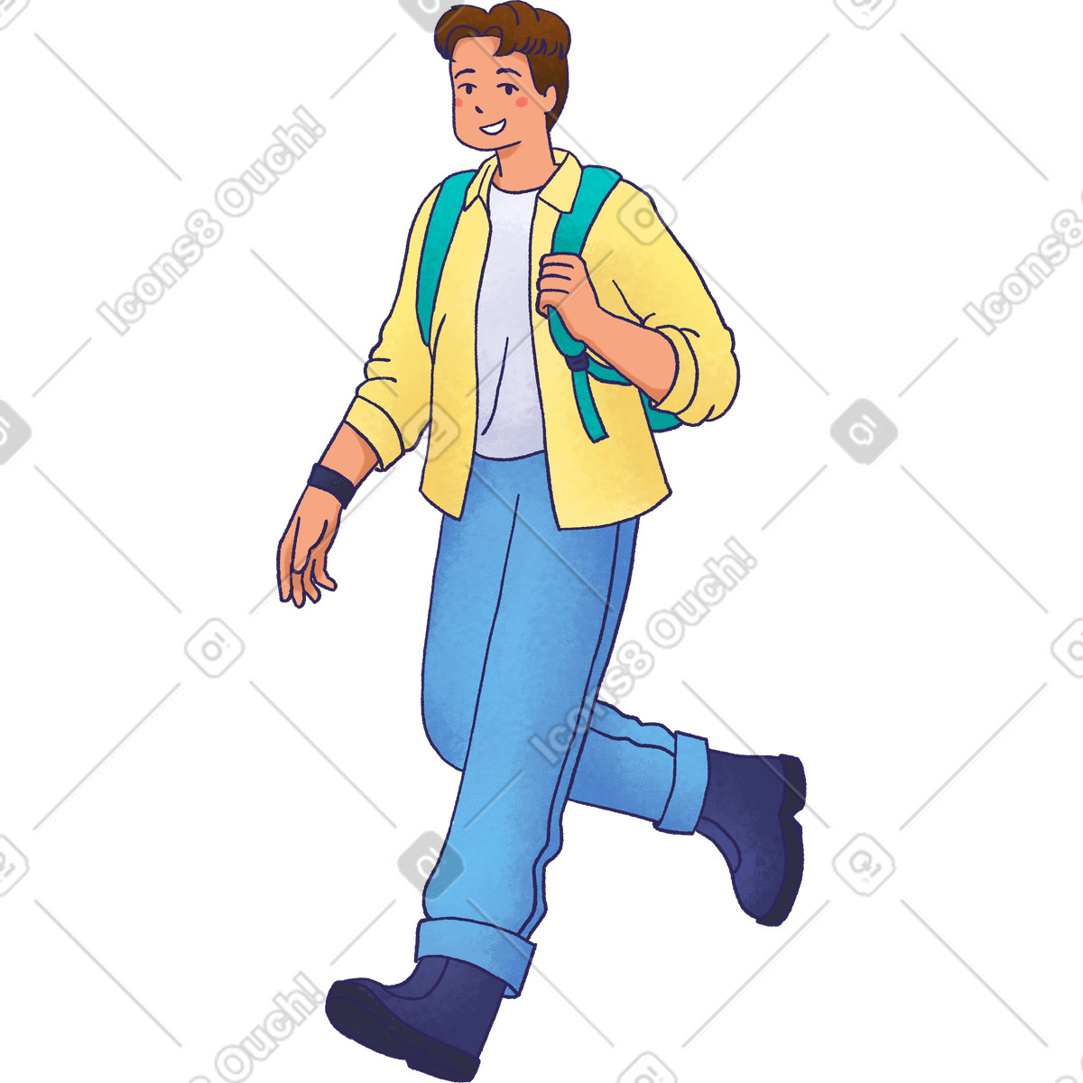 Ilustração de Young man walking em no estilo Hue para baixar em PNG, SVG