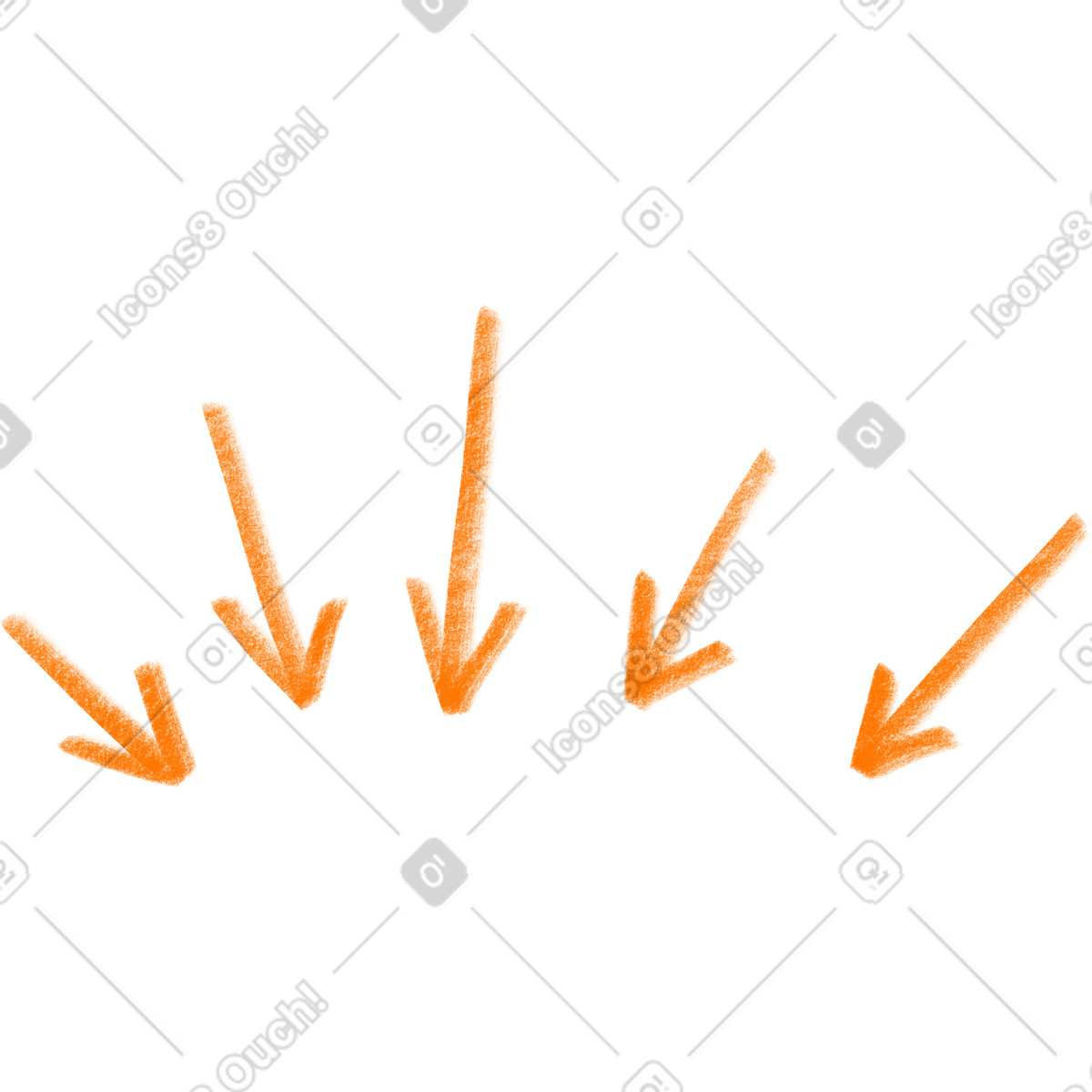 Ilustración Several orange arrows pointing in the same direction en estilo Doodle a descargar en PNG y SVG
