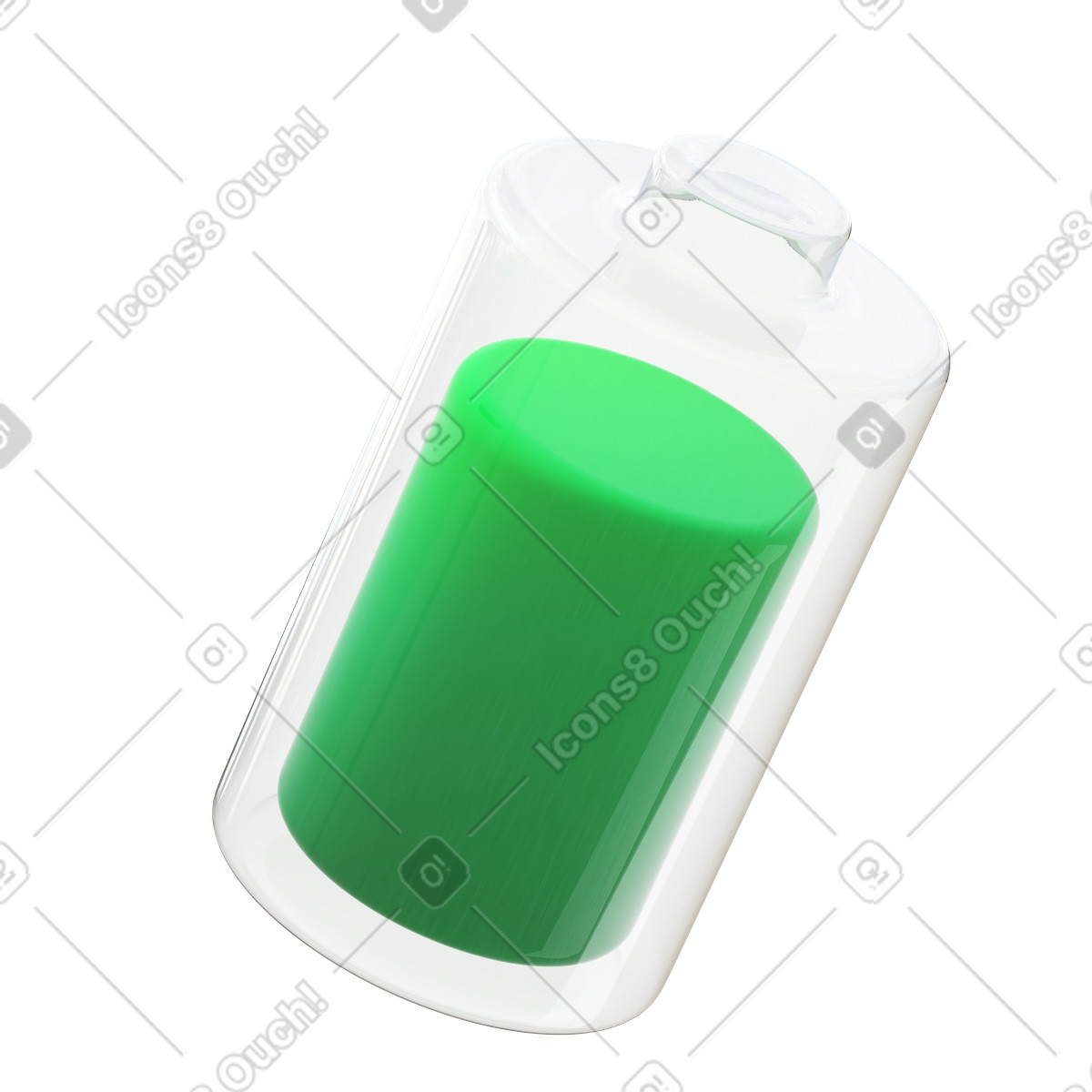 Charged battery side view illustration in 3D Fluency style download in PNG, SVG