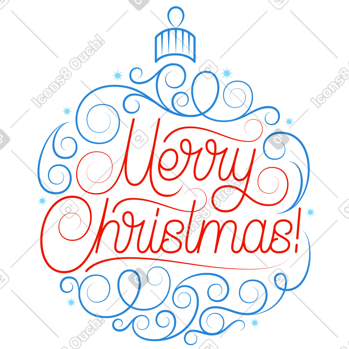 スタイルの Lettering merry christmas with ornament text のイラストをPNG、SVG形式でダウンロード
