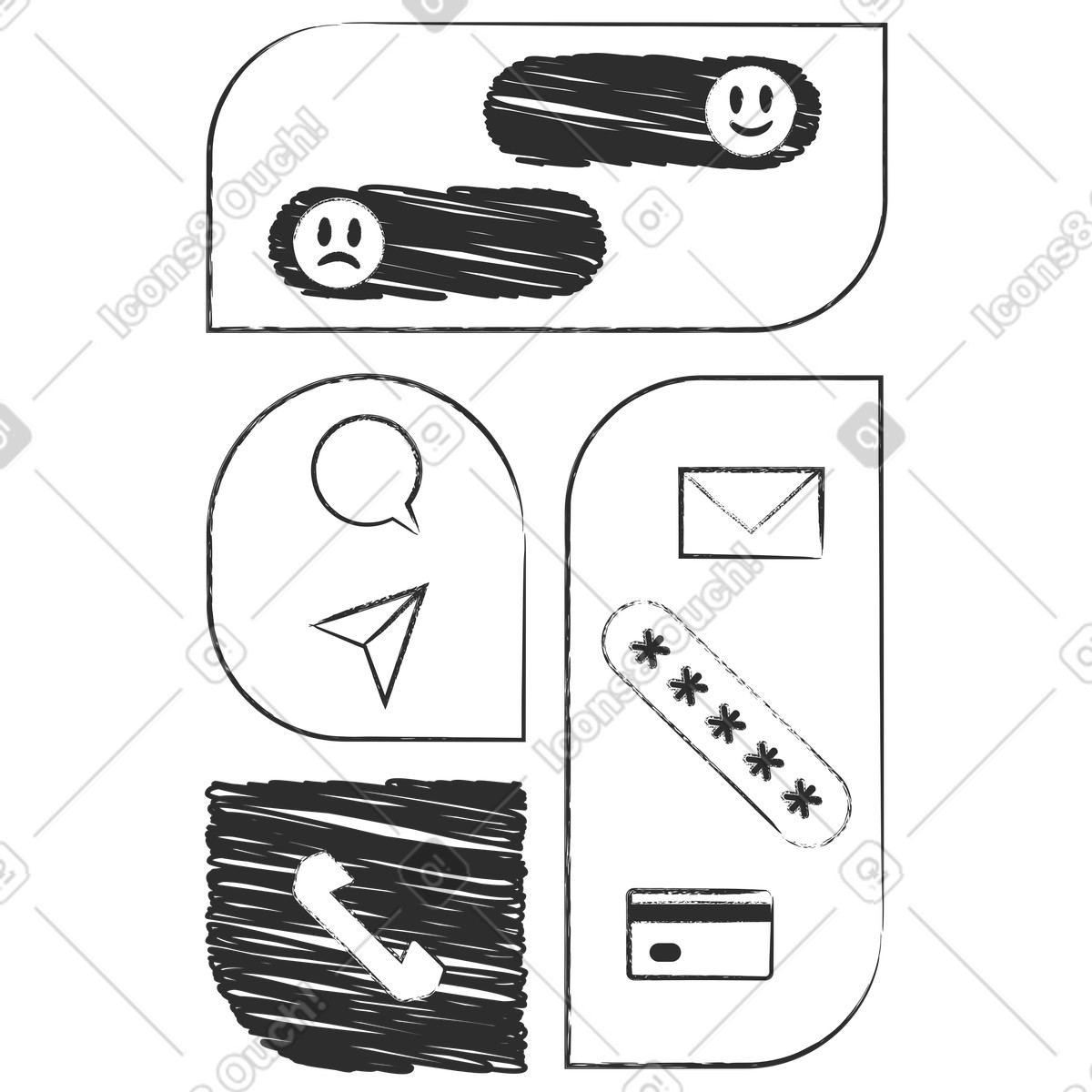 User interface elements in messenger illustration in PNG, SVG