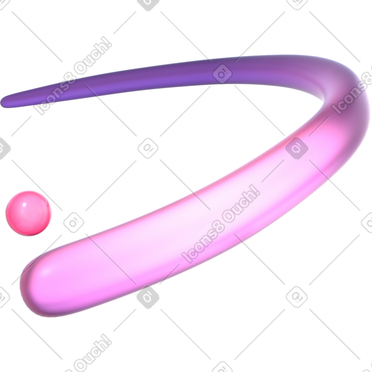 곡선의 역동적인 모양과 구 illustration in 3D Glassy style download in PNG, SVG