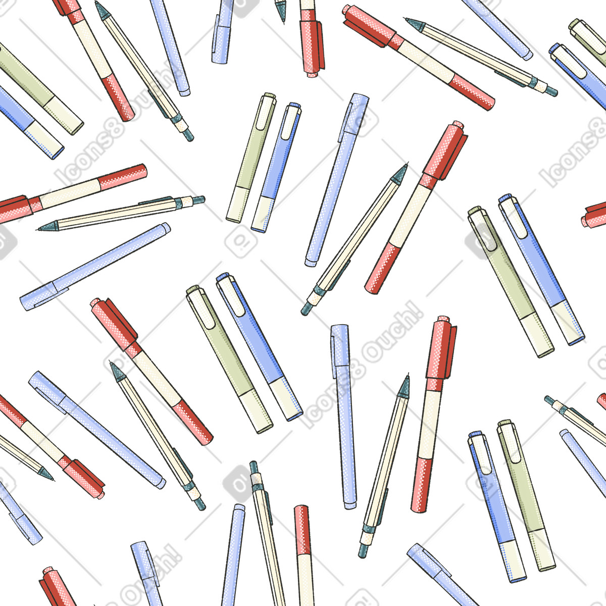 Dots 스타일의 Pens pattern 일러스트레이션 PNG, SVG 다운로드