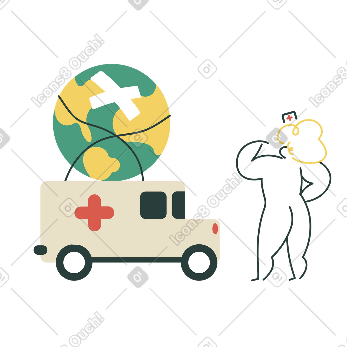 Illustration Sauver la planète dans le style Macaroni à télécharger aux formats PNG, SVG