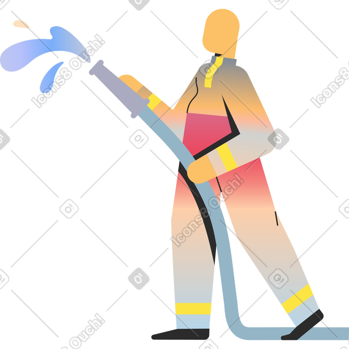 Illustration Sapeur pompier dans le style Marginalia à télécharger aux formats PNG, SVG